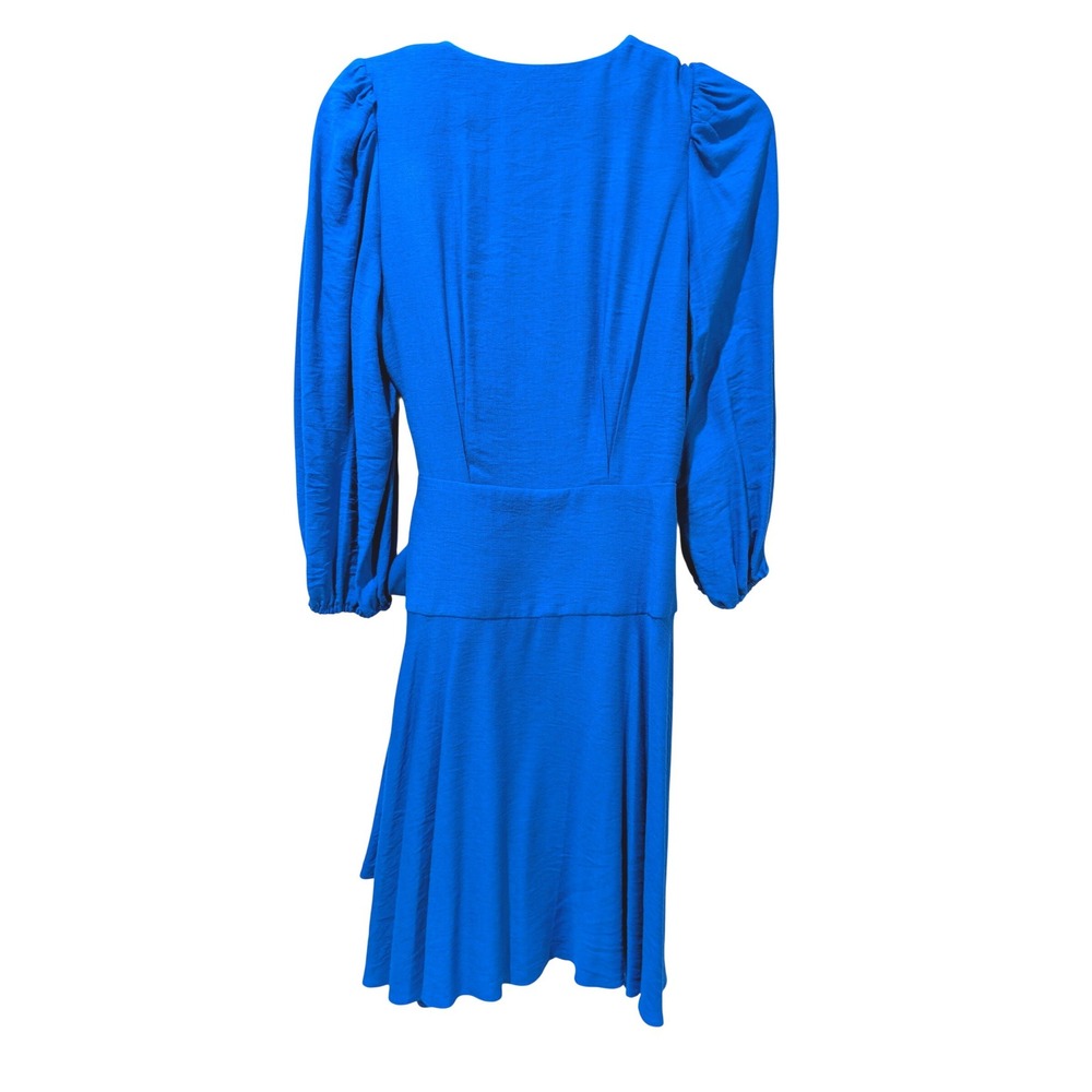 Alex Marie Royal Blue Wrap Dress Puff Sleeve V-Neck Cocktail Wedding Size 4 - Picture 4 of 14